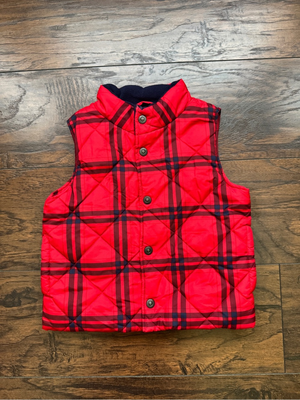 Kids Red Plaid Quilted Puffer Vest